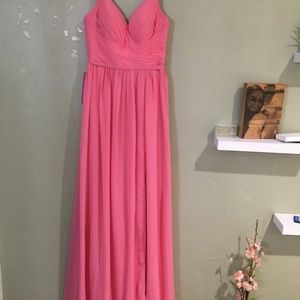 Azazie, flamingo bridesmaid/wedding dress.